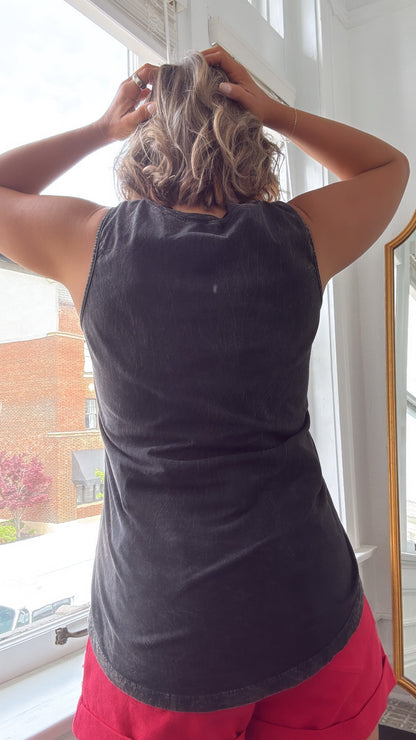 Baseball Mom Graphic Tank, Black/Red