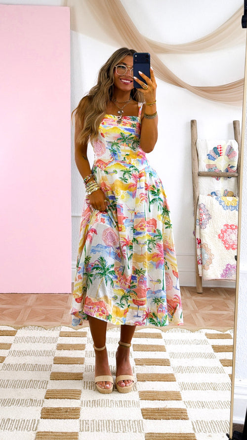 Coastal Vibes Midi Dress, Cream
