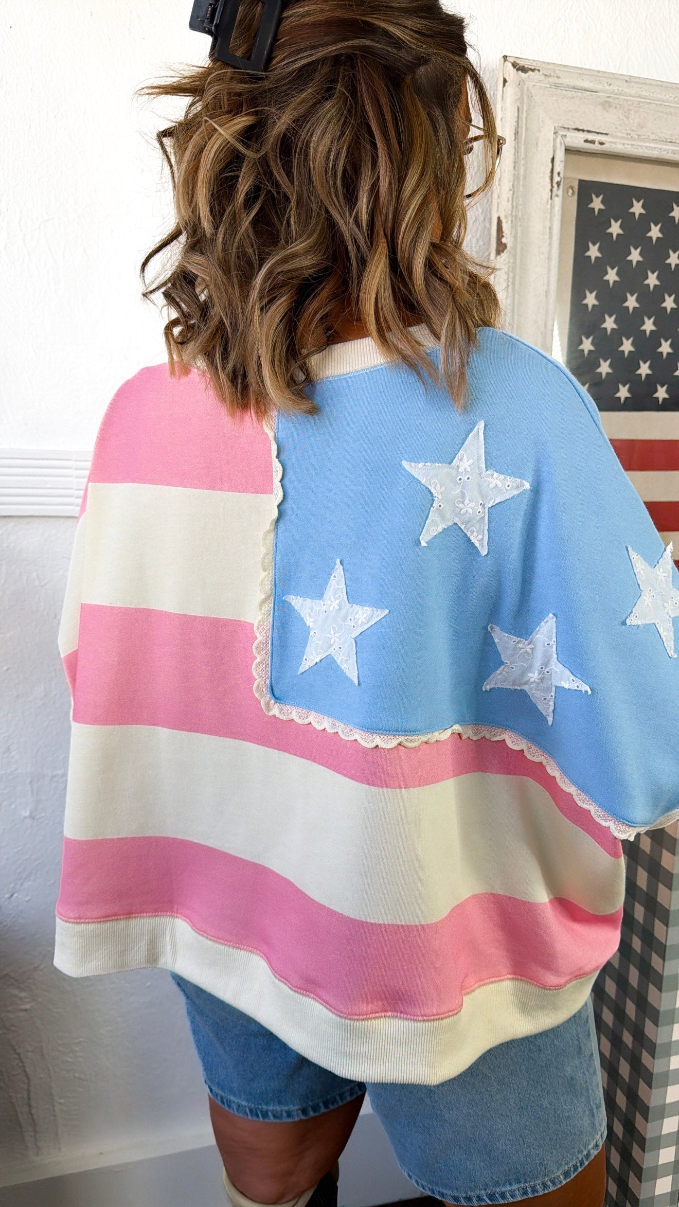 American Day Sweatshirt, Pink/Blue