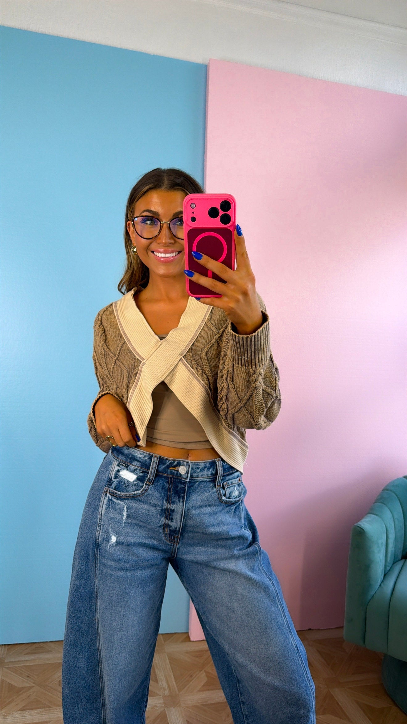 ECB Exclusive: Texture Criss Cross Top, Dusty Choco