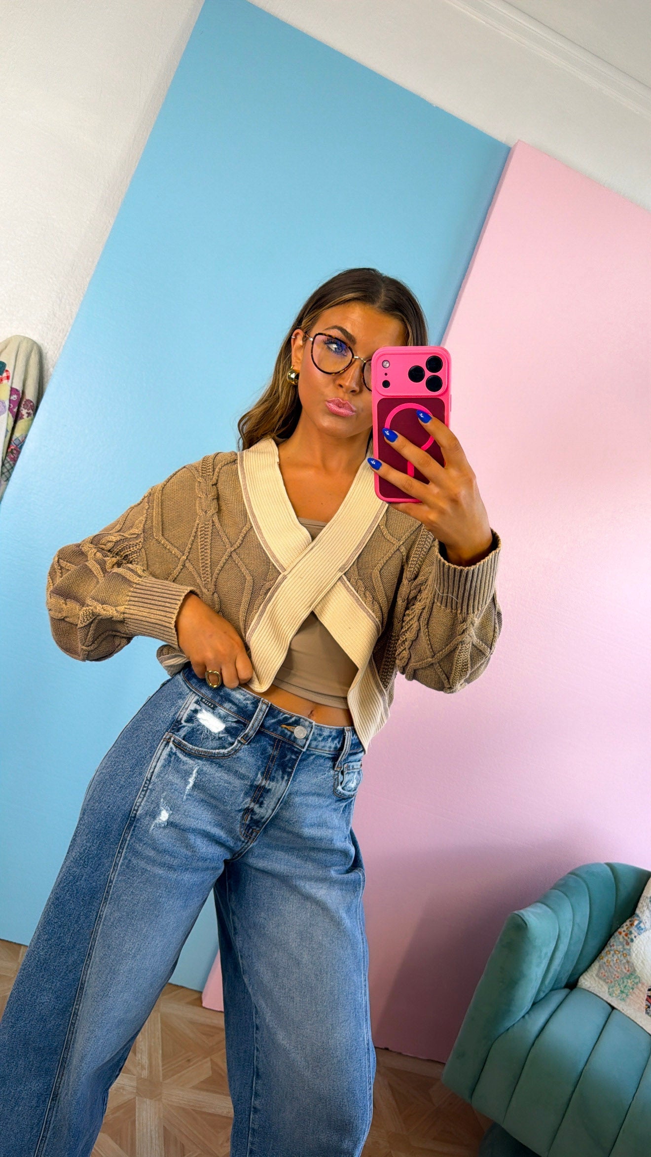 ECB Exclusive: Texture Criss Cross Top, Dusty Choco