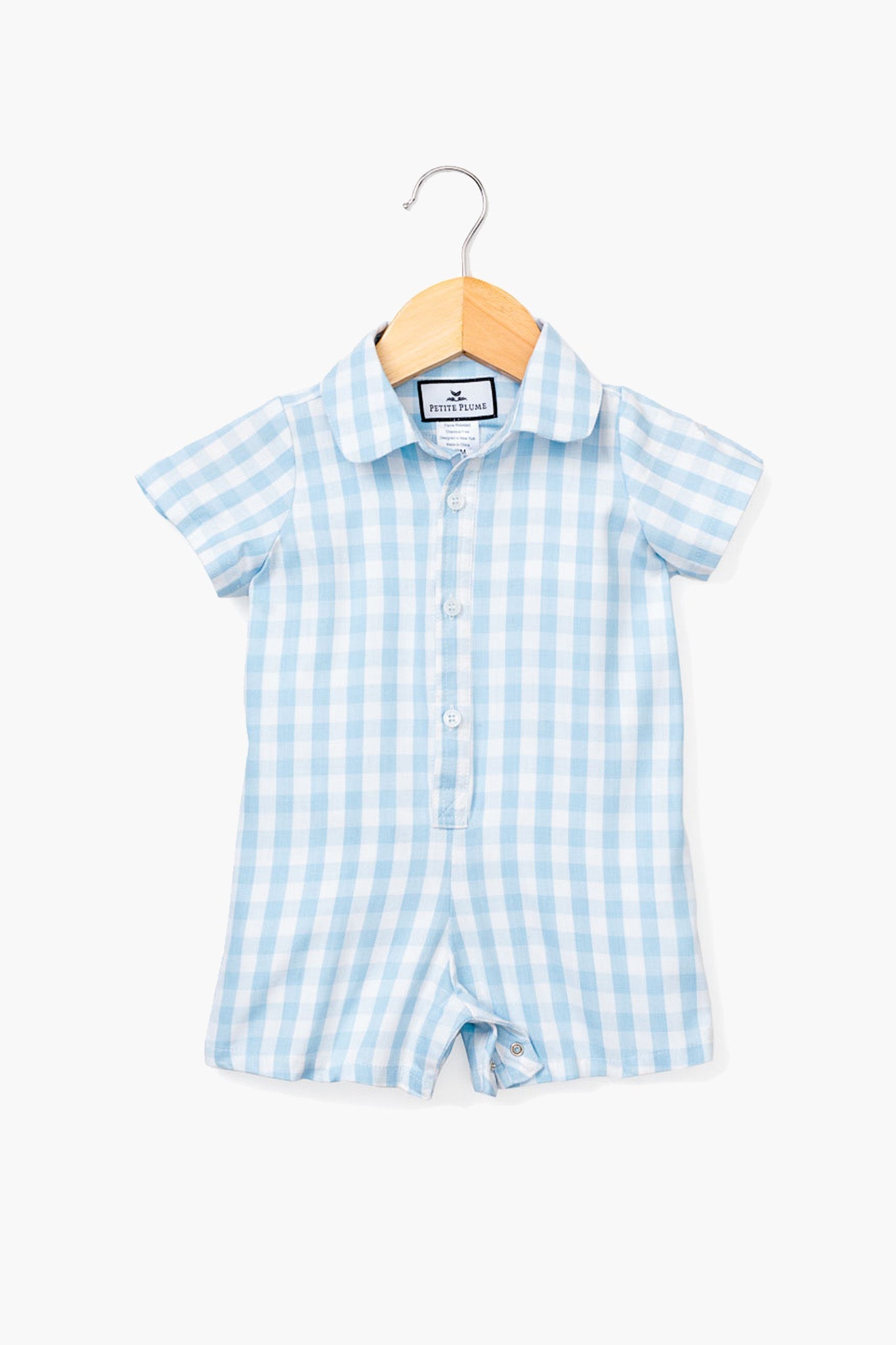 Blue Infant Gingham Summer Romper