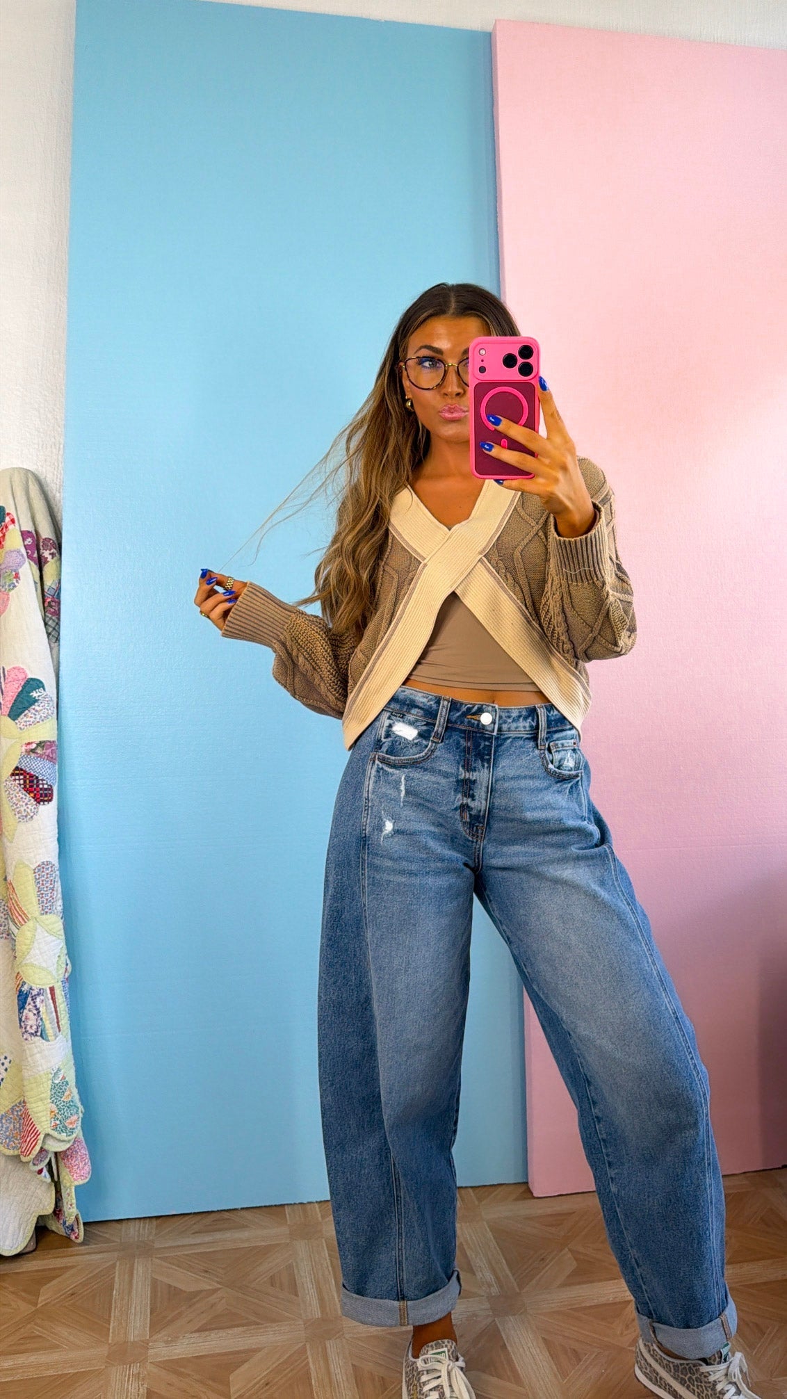ECB Exclusive: Texture Criss Cross Top, Dusty Choco