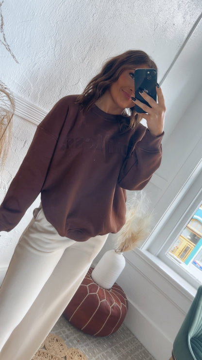 Limitless Embroidered Sweatshirt, Brown