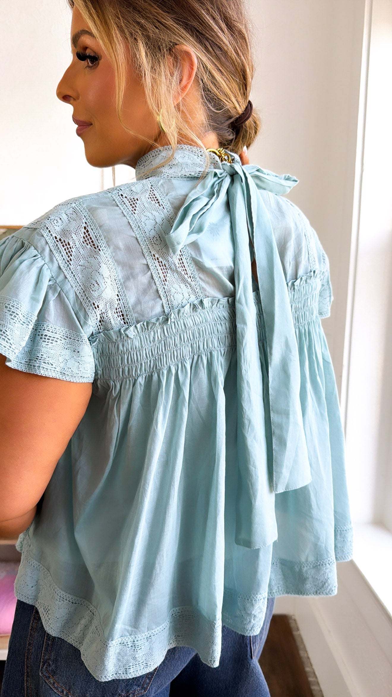 Open Winds Blouse, Seafoam