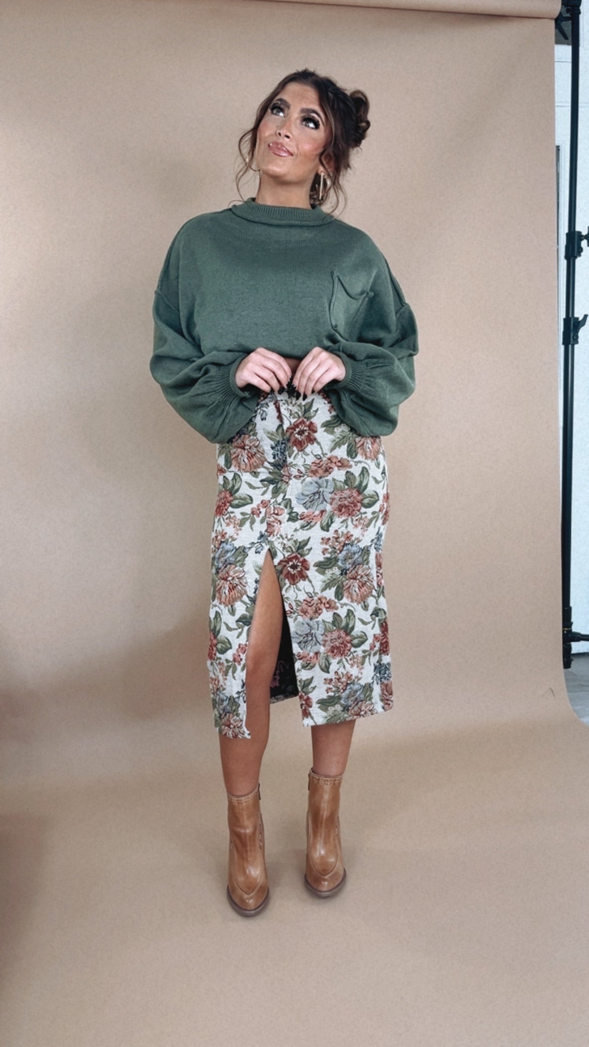 ECB Exclusive: Magnolia Tapestry Midi Skirt