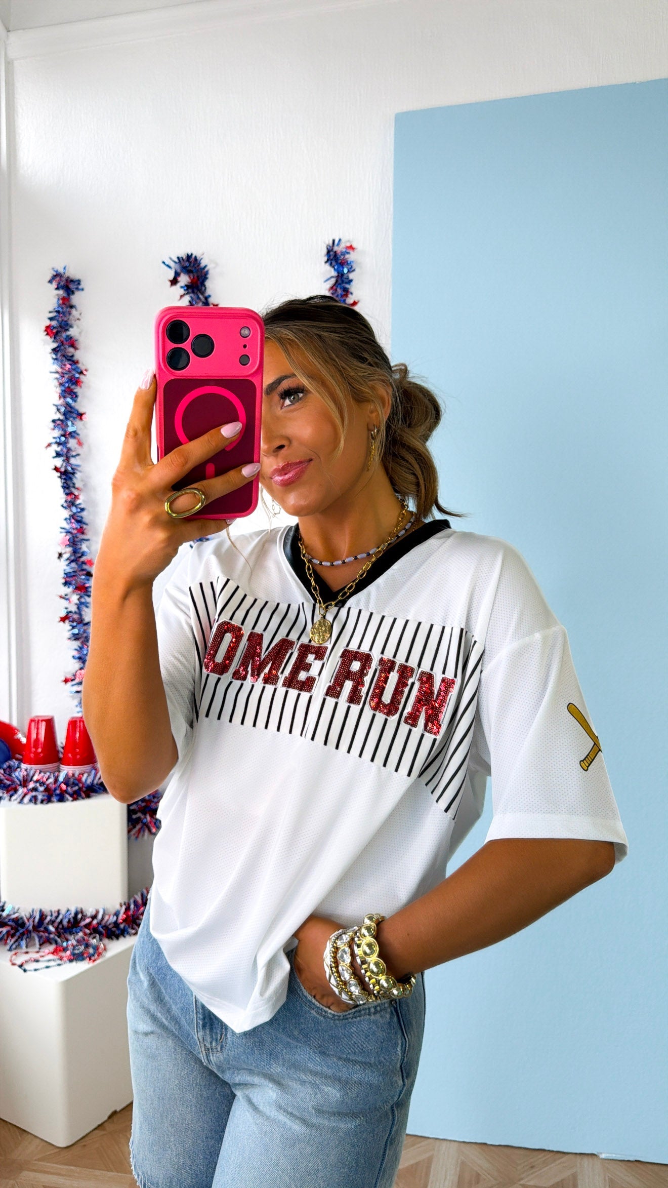 Homerun Sequin Jersey, White
