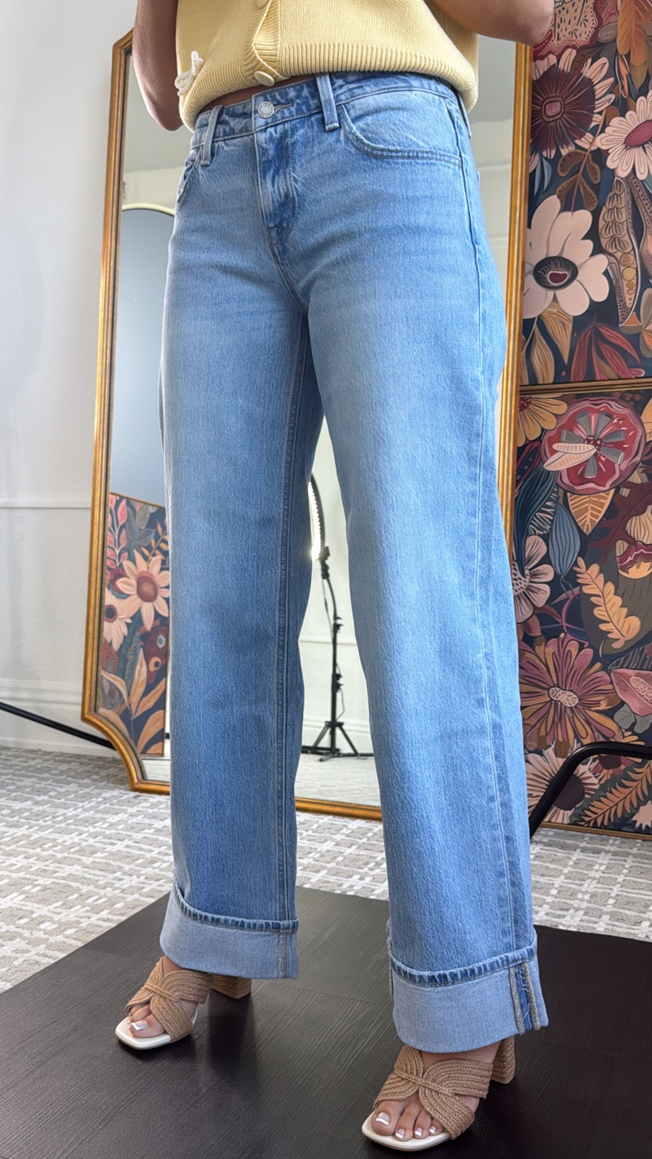 Leo Lower Rise Wide Leg Denim Jean, VERVET