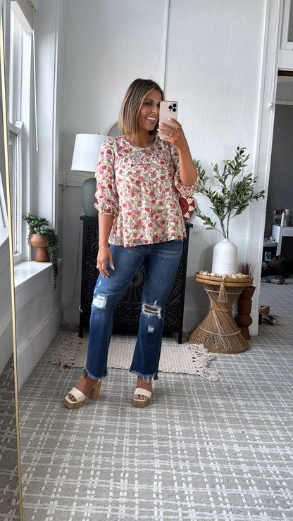 Betsey Floral Top, Ivory