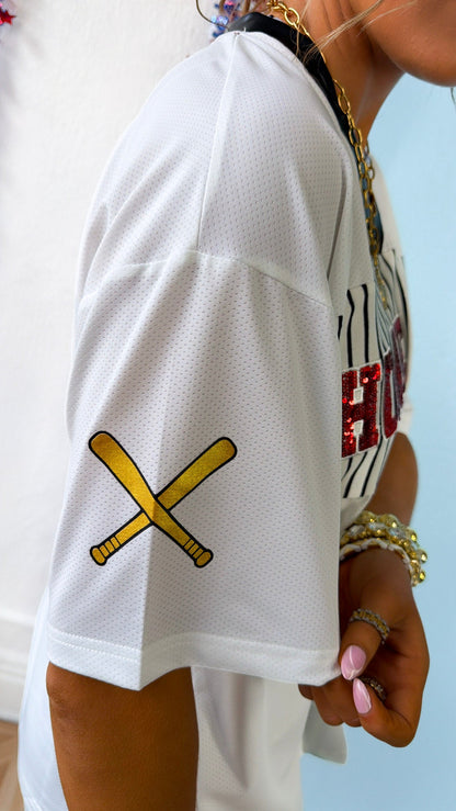 Homerun Sequin Jersey, White