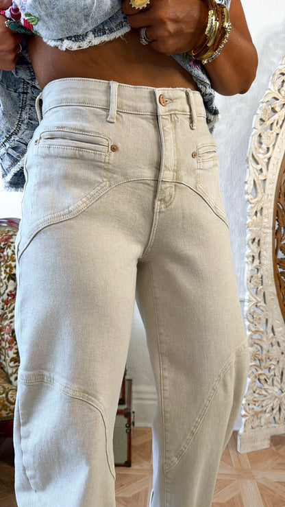 Dustin Barrel Jeans, Lt. Beige