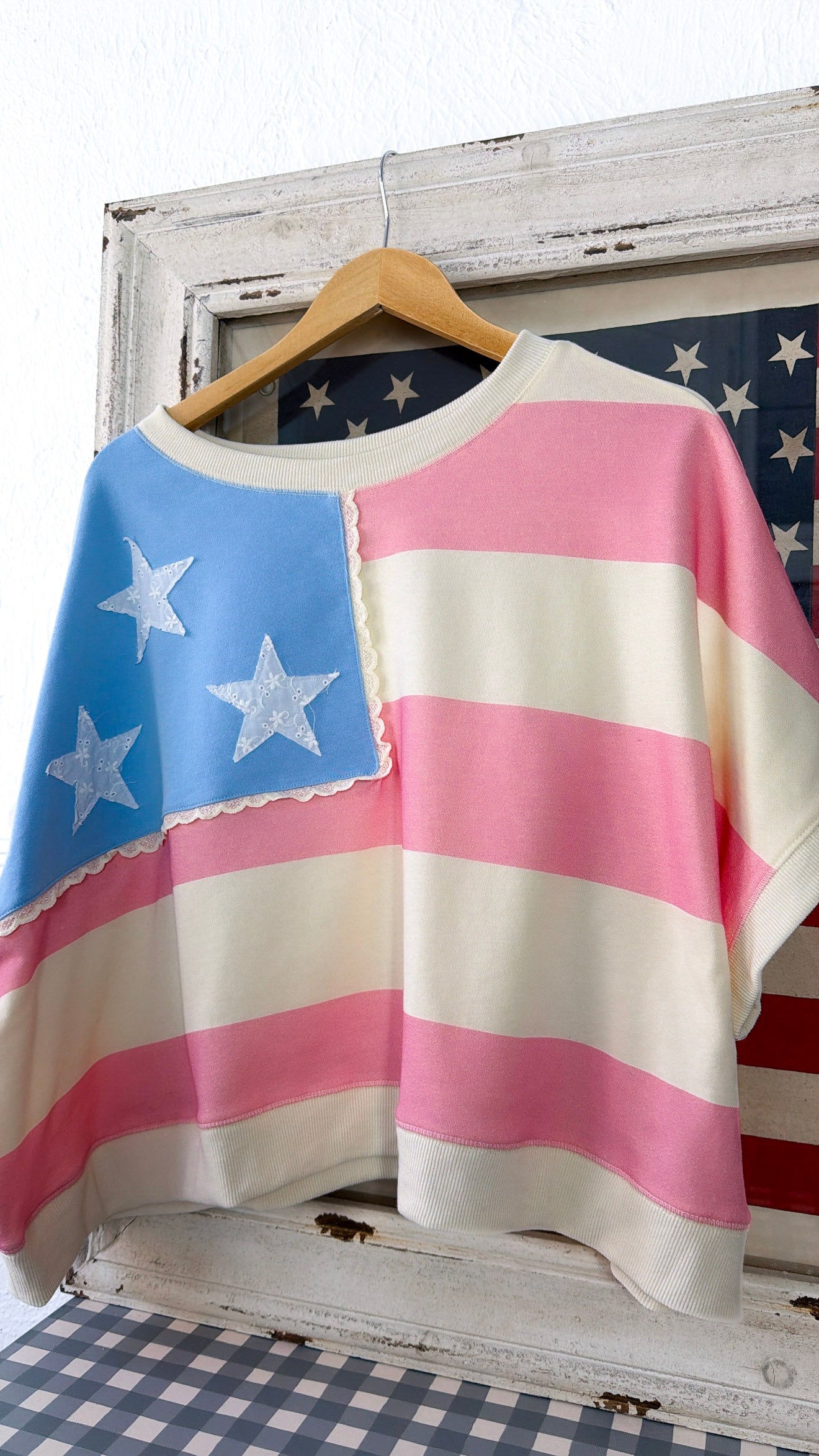 American Day Sweatshirt, Pink/Blue