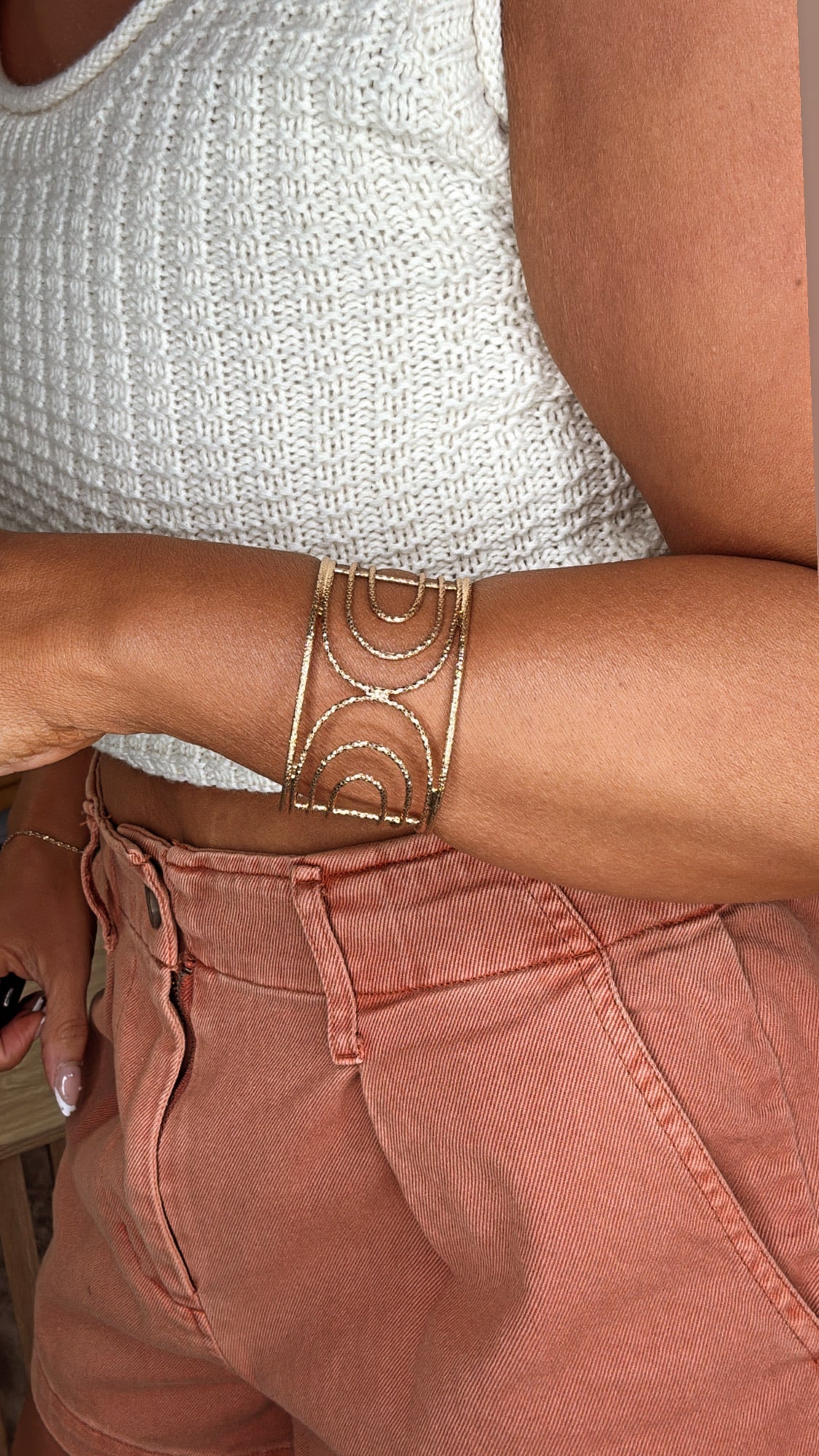 Cut Out Metal Cuff Bracelet, Gold