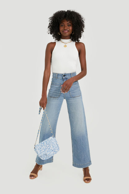 Blue Woven Shoulder Bag