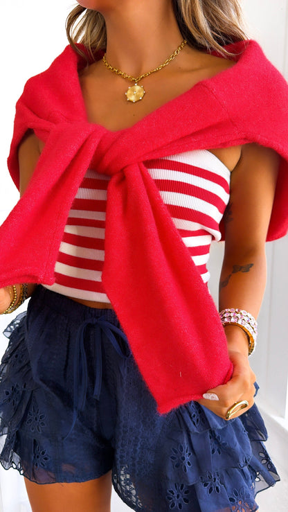 Penelope Knit Cardigan, Red