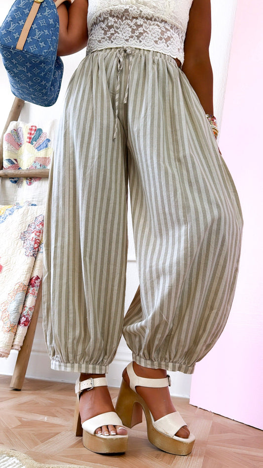 Modern Stripe Jogger Pants, Taupe