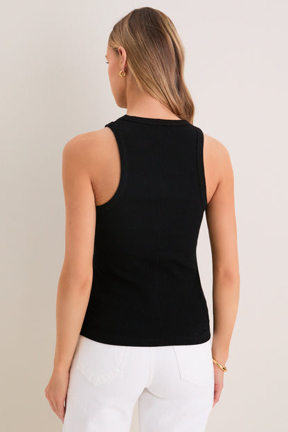 Black Foley Rib Racerback Tank