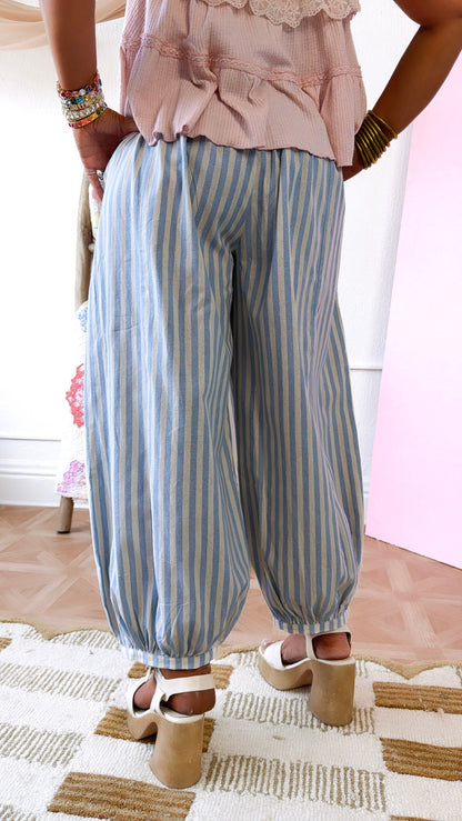 Modern Stripe Jogger Pants, Lt.Blue