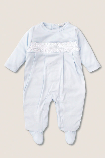 Blue Hand Smocked Footie