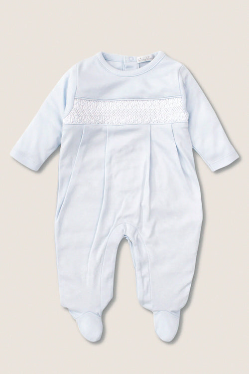 Blue Hand Smocked Footie