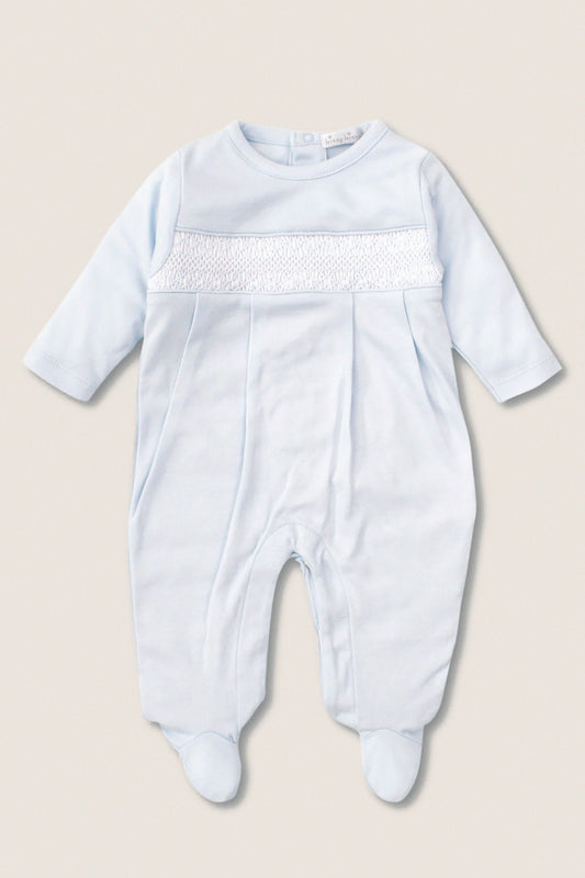 Blue Hand Smocked Footie