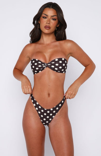 Kaya Bikini Top Choc/Cream Polka Dot