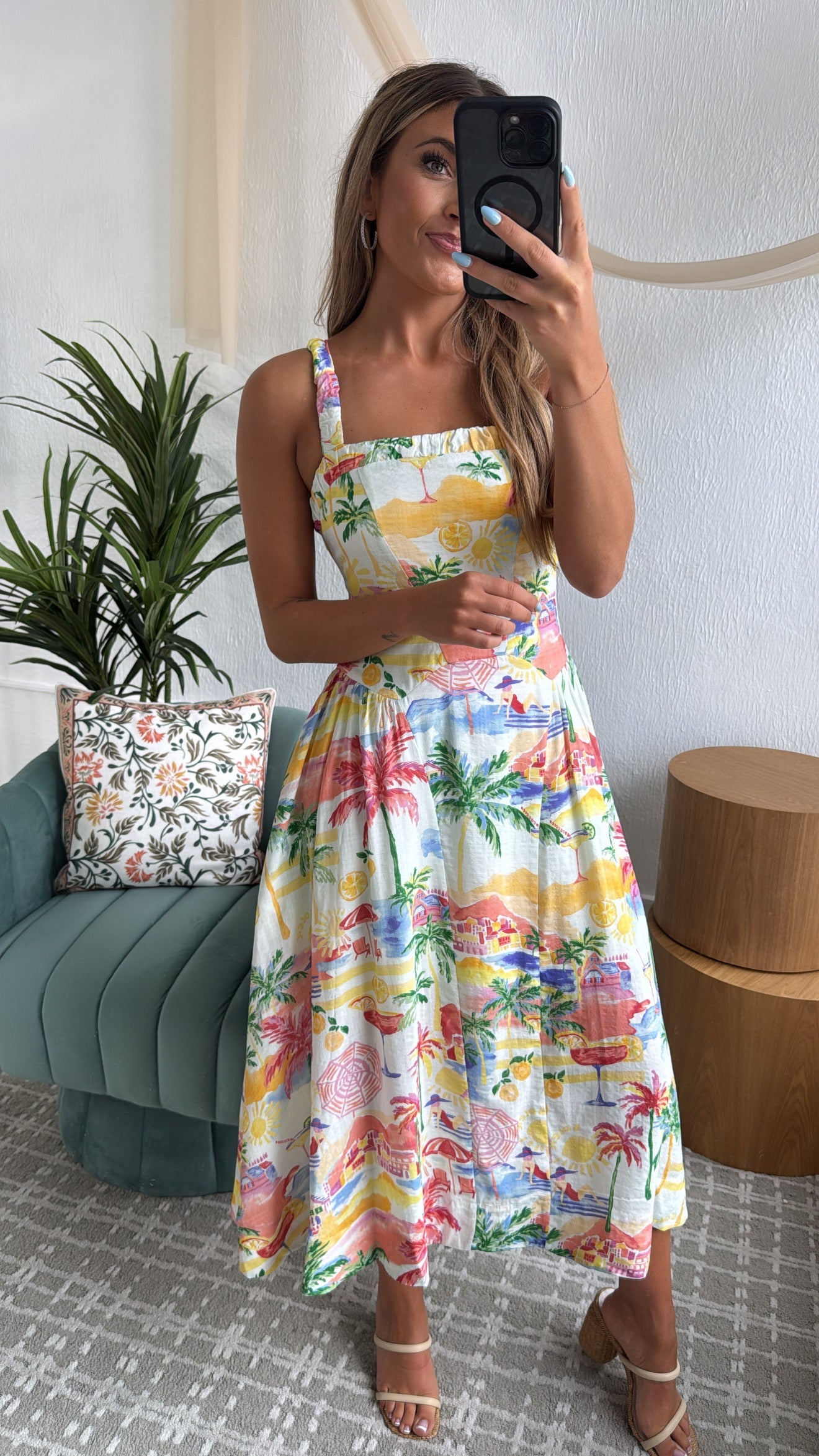Coastal Vibes Midi Dress, Cream