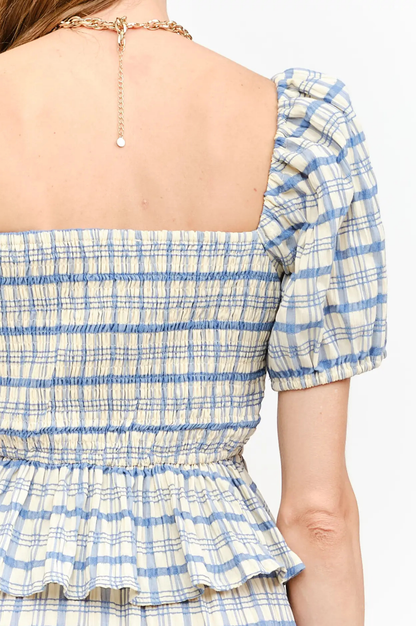 Clemence Plaid Top