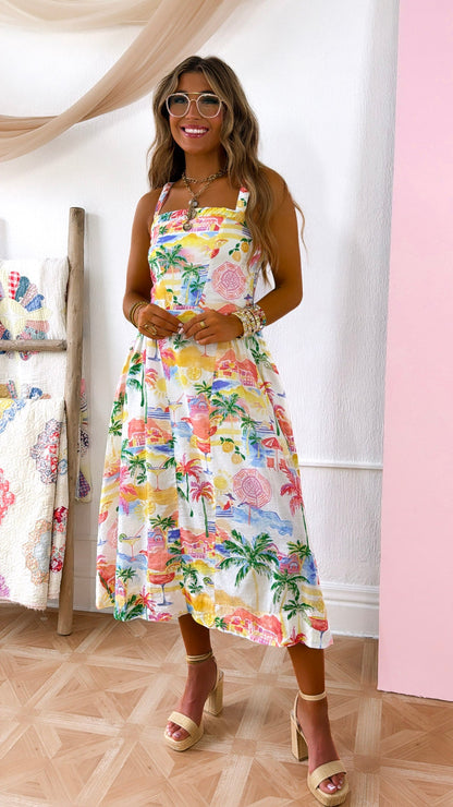 Coastal Vibes Midi Dress, Cream