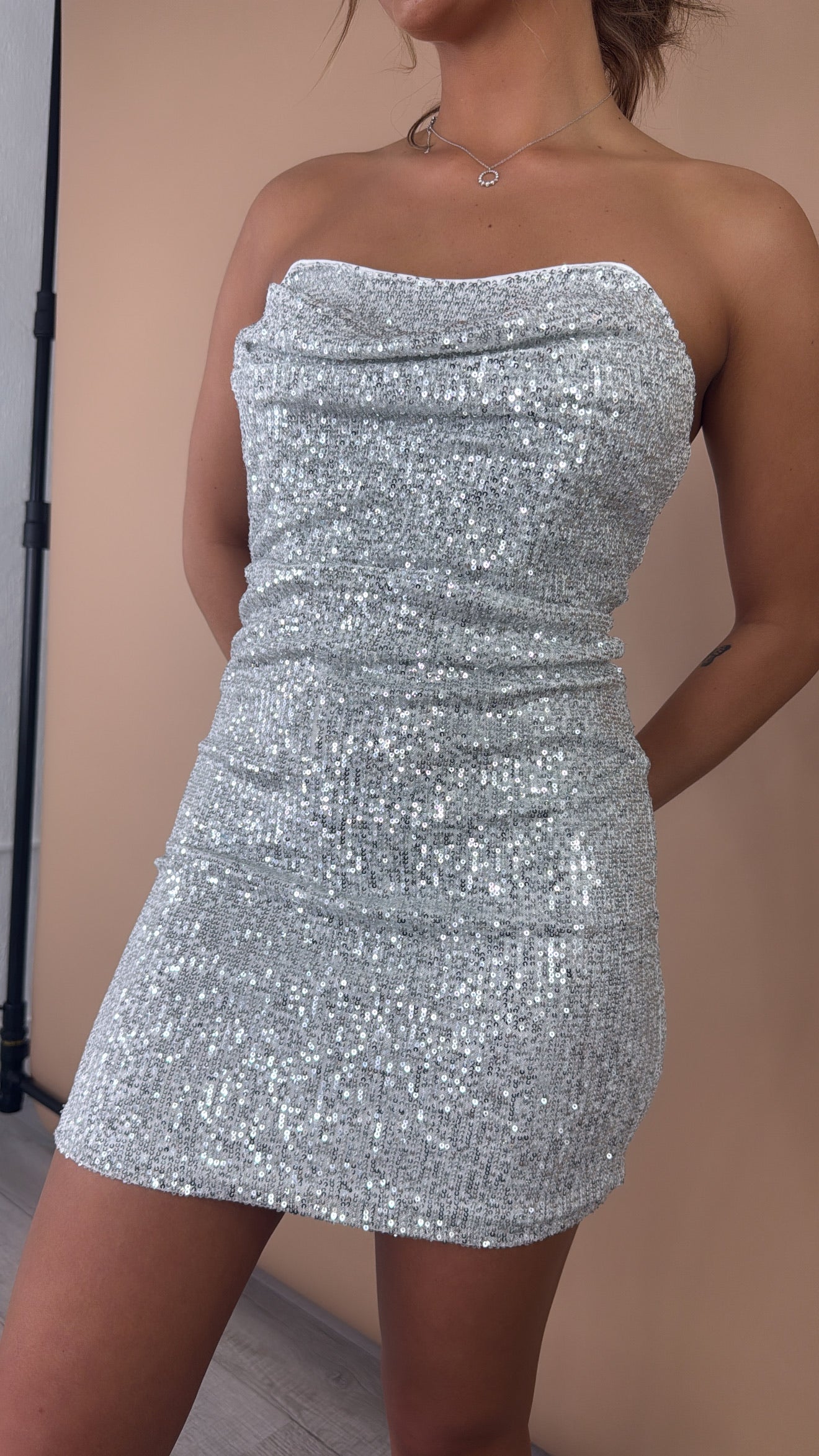 Girl In Glam Mini Dress, Off White