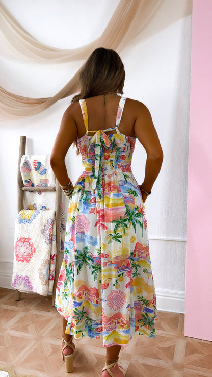 Coastal Vibes Midi Dress, Cream