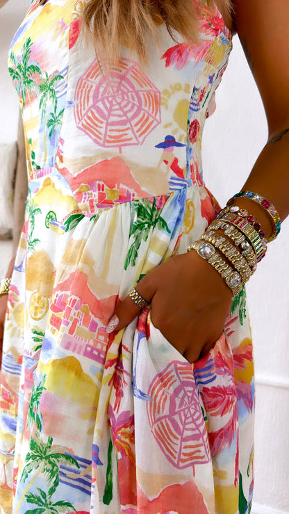 Coastal Vibes Midi Dress, Cream