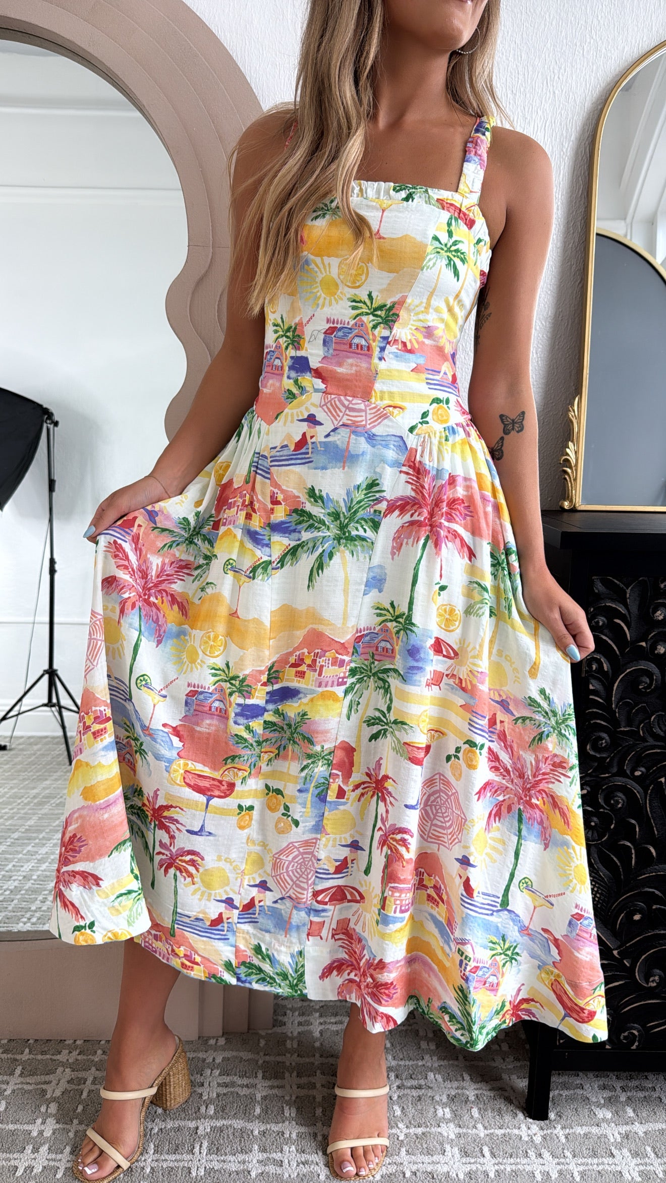 Coastal Vibes Midi Dress, Cream
