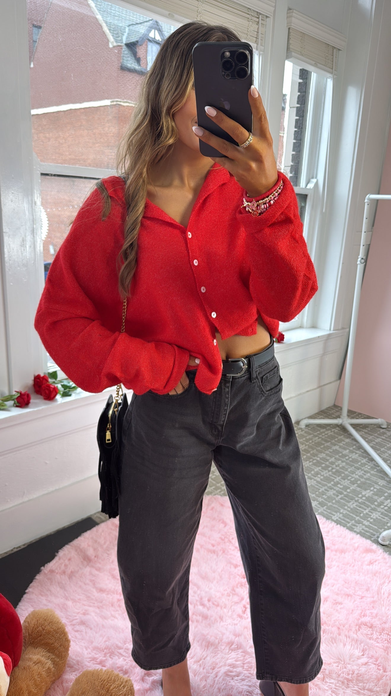 Penelope Knit Cardigan, Red