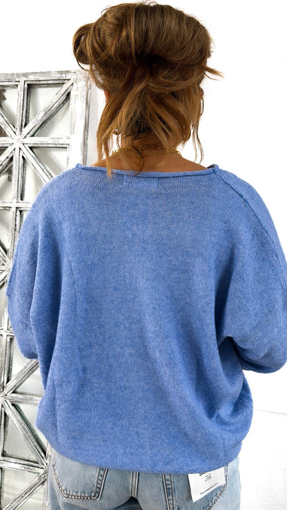 Penelope Knit Cardigan, Dusty Blue