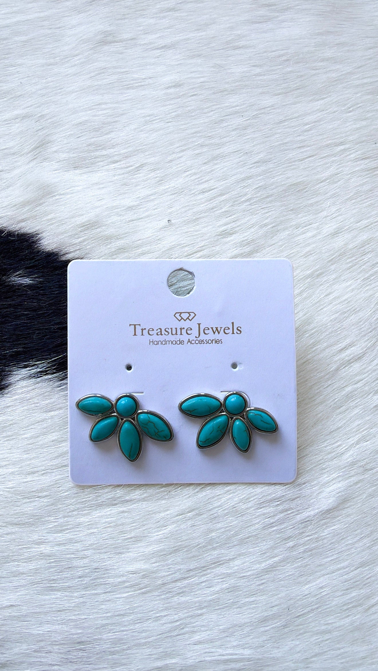 Half Turquoise Flower Silver