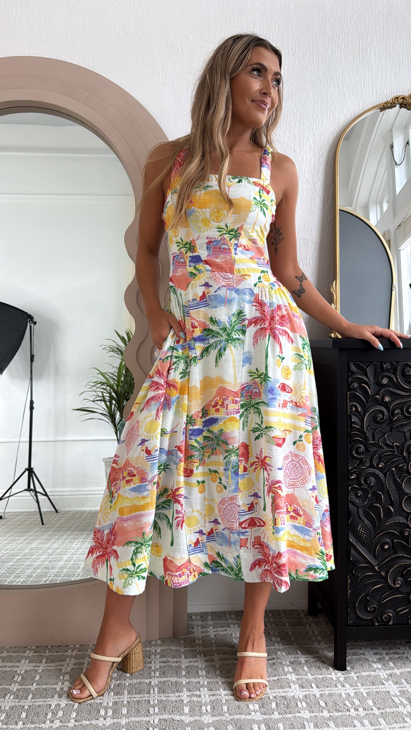 Coastal Vibes Midi Dress, Cream