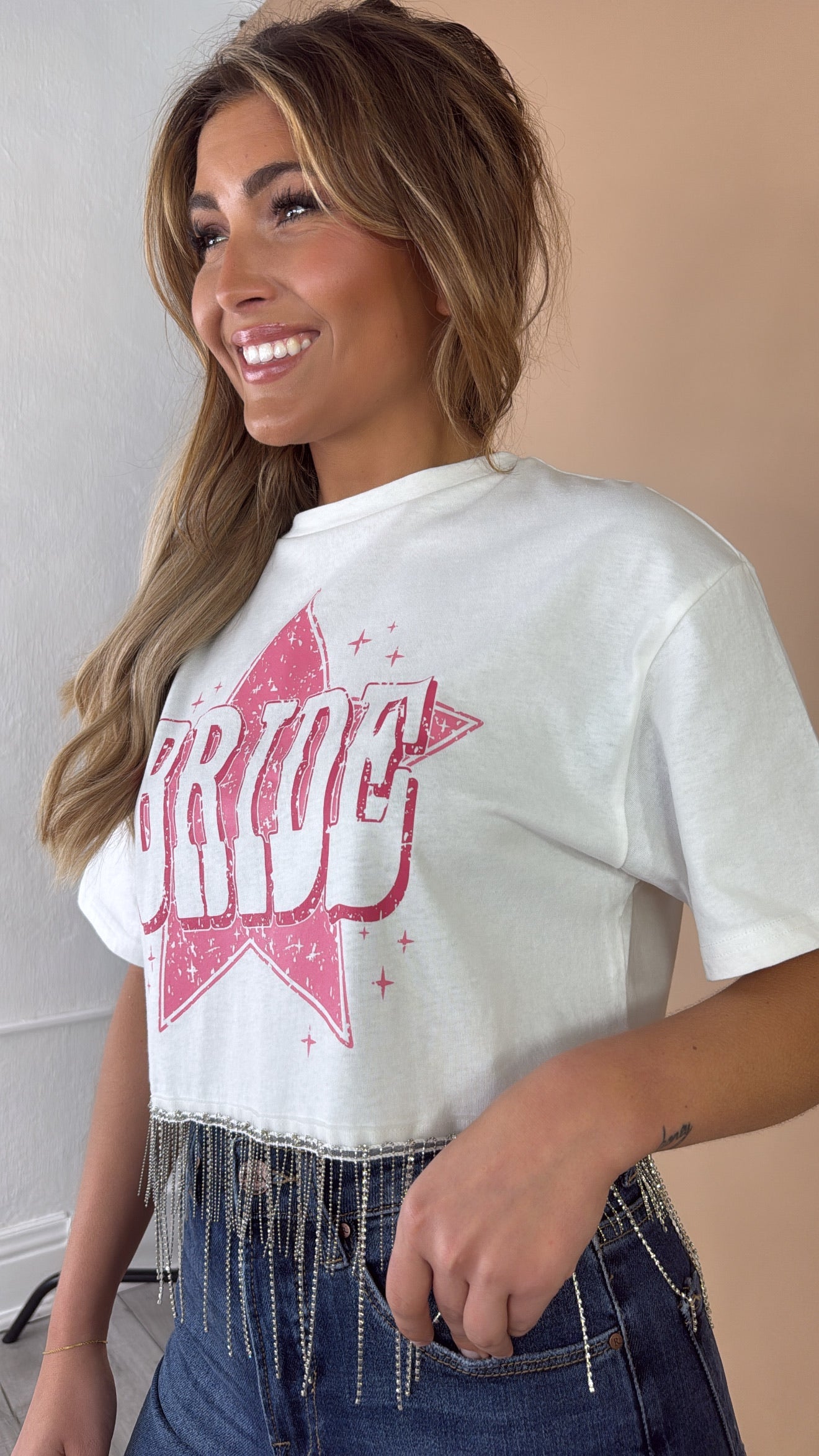 Bridal Rhinestone Tee, White