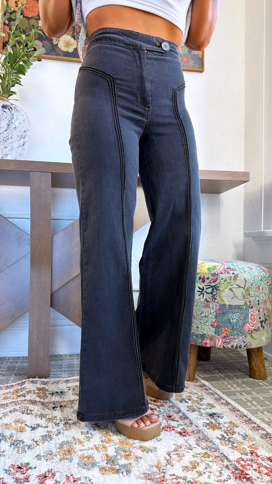 Dallas Wide Leg Denim,  Black