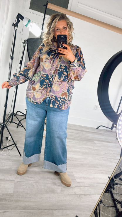 New Groove Floral Printed Top, Purple