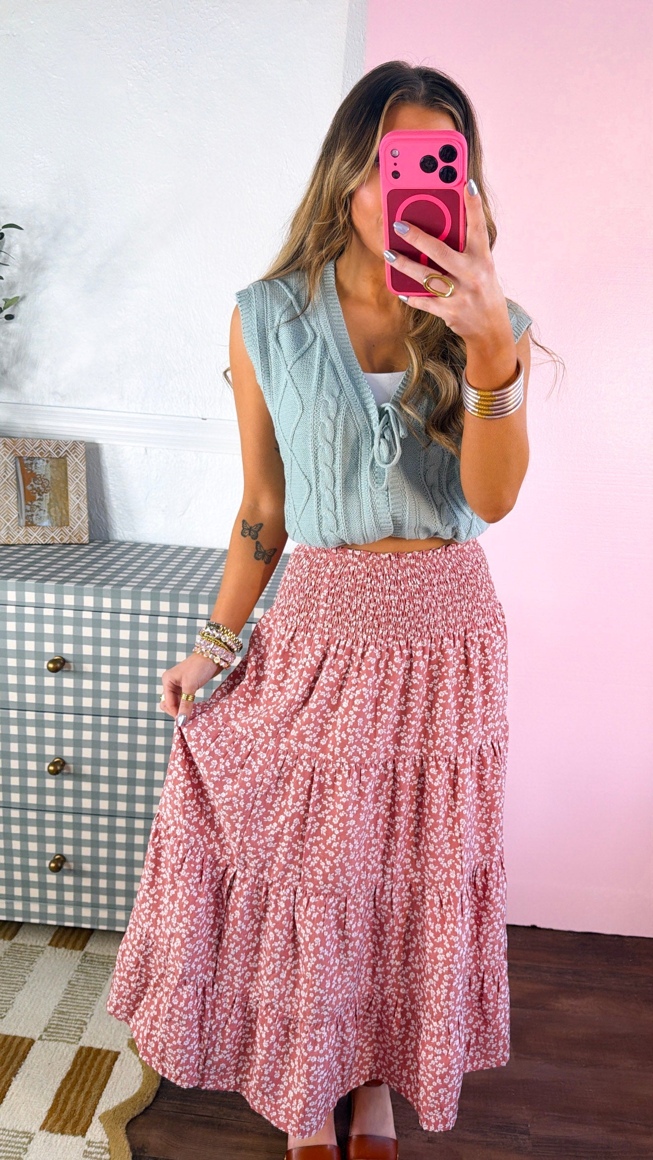 Lillian Cable Knit Sweater Vest, Dk.Sage