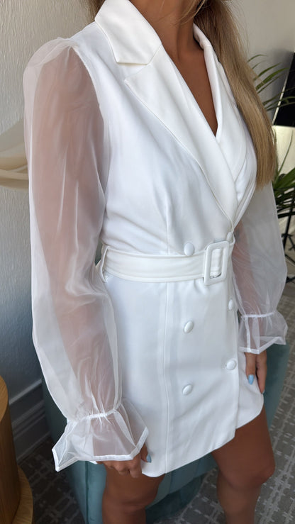 Let's Meet Up Blazer Dress, White