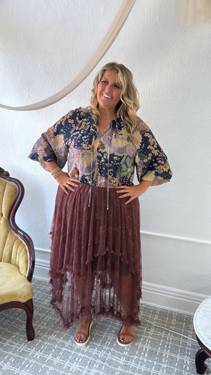 New Groove Floral Printed Top, Purple