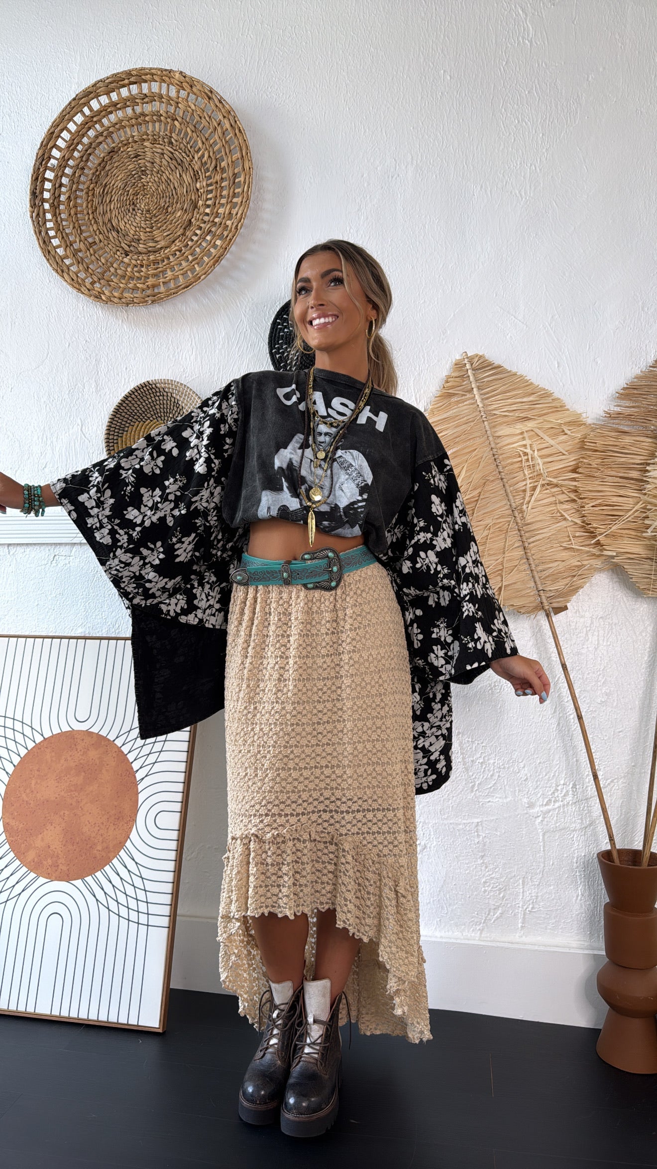 Dustflower Midi Skirt, Taupe