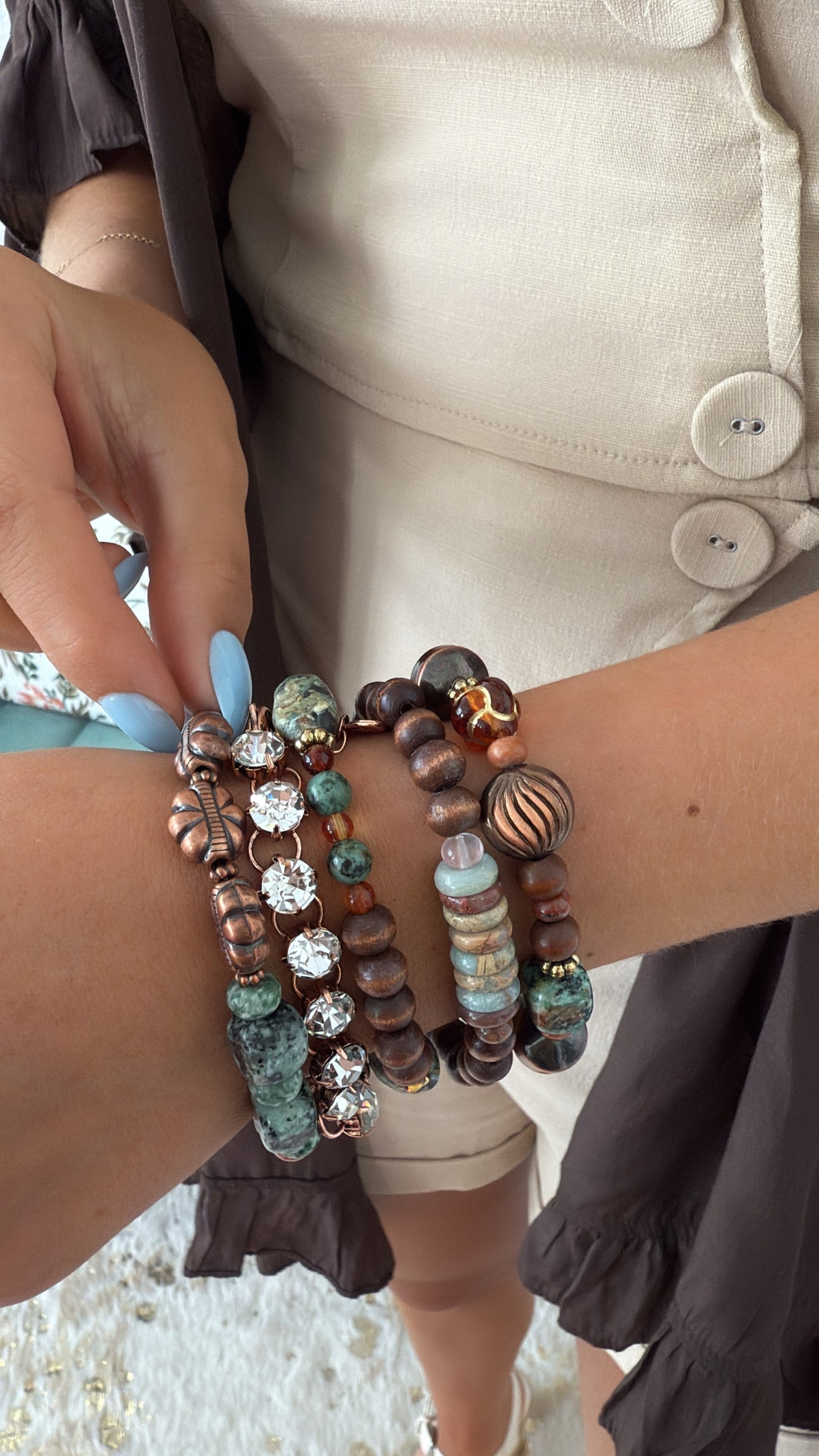 Painted Earth Bracelet Stack, Multi
