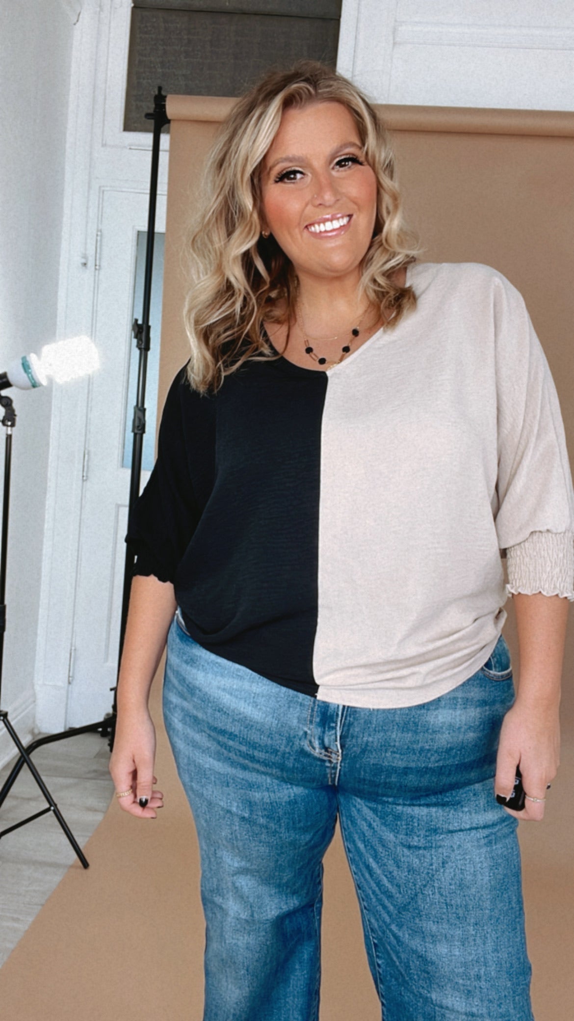 Next Level Blouse, Black/Cocoa