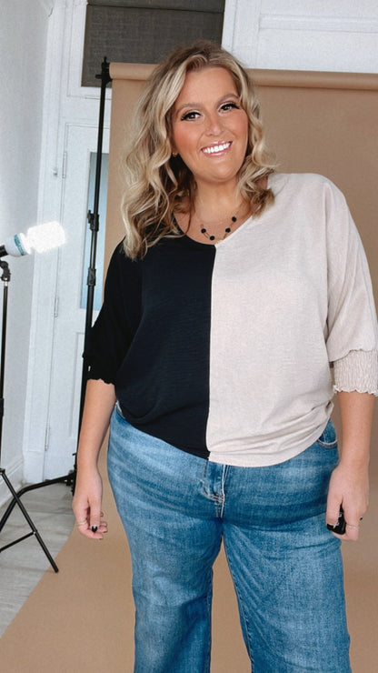 Next Level Blouse, Black/Cocoa