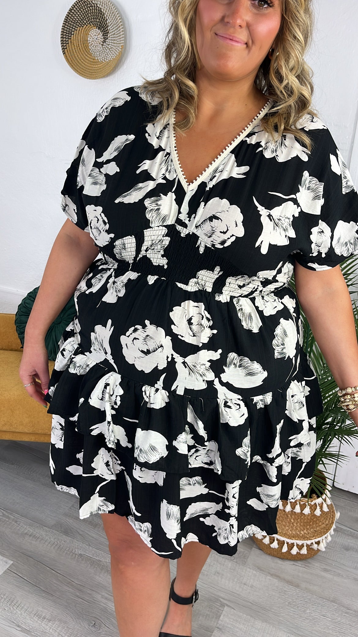 Midnight Petals Dress, Black