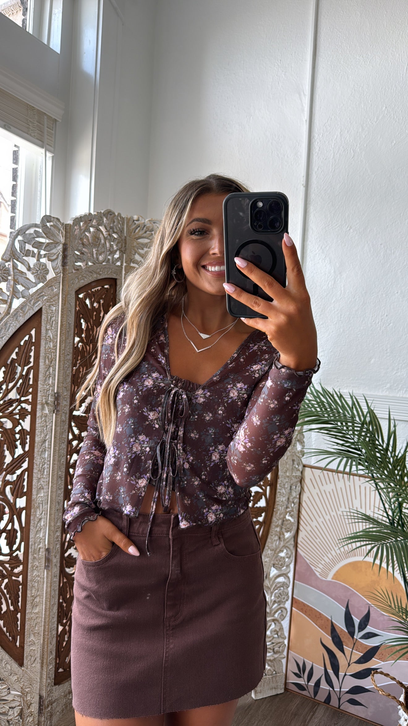Fading Seasons Top, Brown