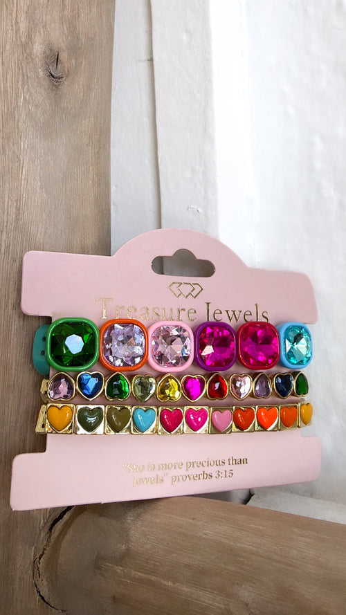 Rainbow Hearts Bracelet Stack
